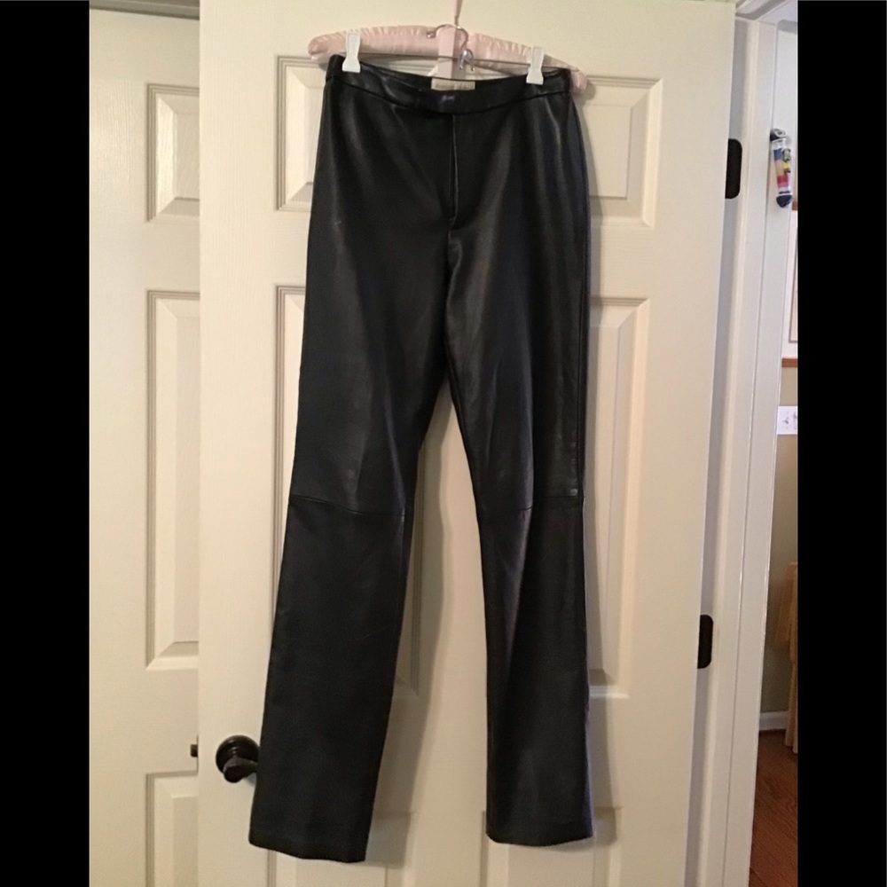 Genuine Black Leather Straight Leg Pants Size 4